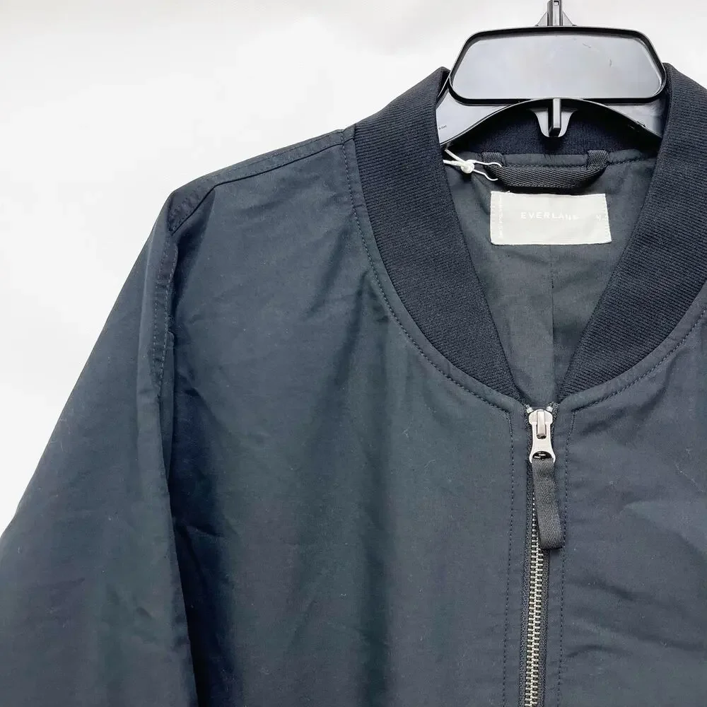 Everlane Womens Cotton Bomber Jacket Medium Black - Picture 5 of 9
